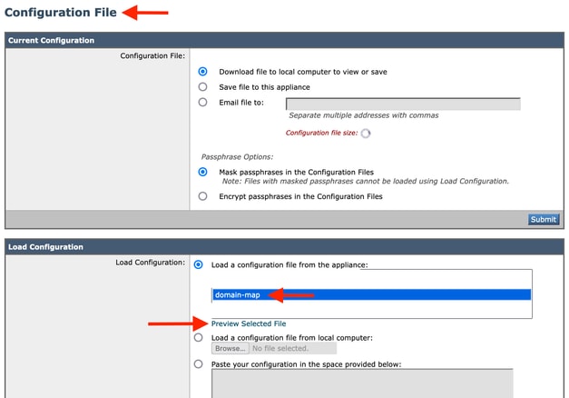 GUI del file di configurazione