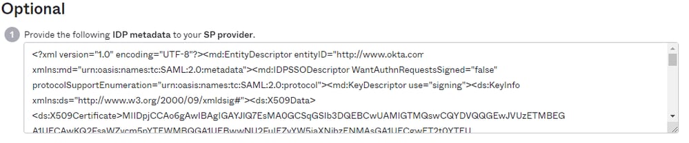 OKTA IdP Metadata Information