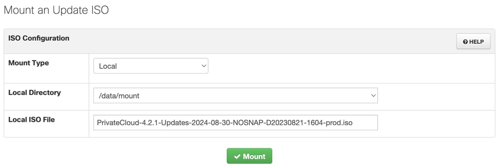 Mount ISO location type, directory and location of the iso file