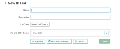 Configuração da lista de IPs