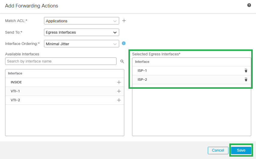 Selected Egress Interfaces