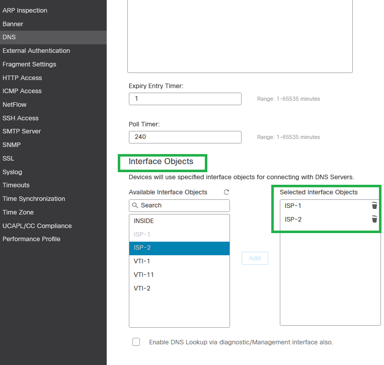 DNS Interface Configuration