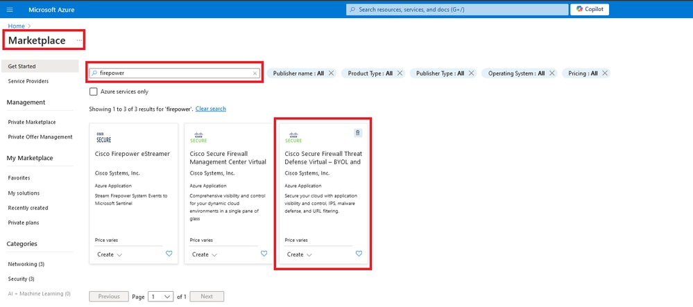 firepower 검색 및 Cisco Secure Firewall Threat Defense 가상 선택 - BOYL