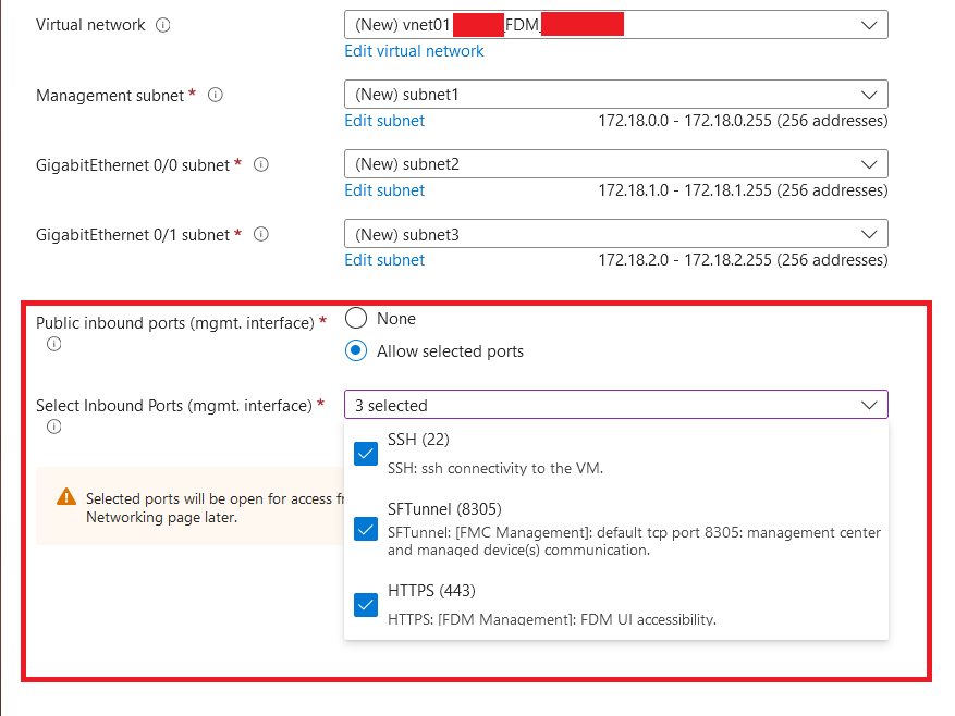 Cisco FTDvで許可されるポート