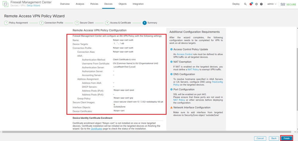 Confirm Settings for VPN Connection