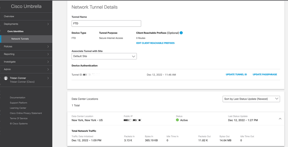 show details of VPN in Umbrella Dashboard