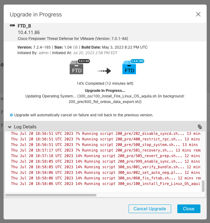 Progresso da atualização 2