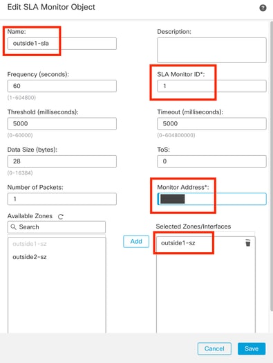 Configurer le suivi SLA pour ISP 1