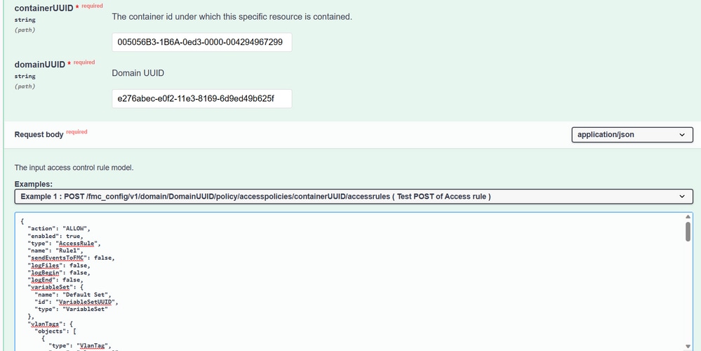 PolicyID introducido en el campo especificado como ContainerUUID