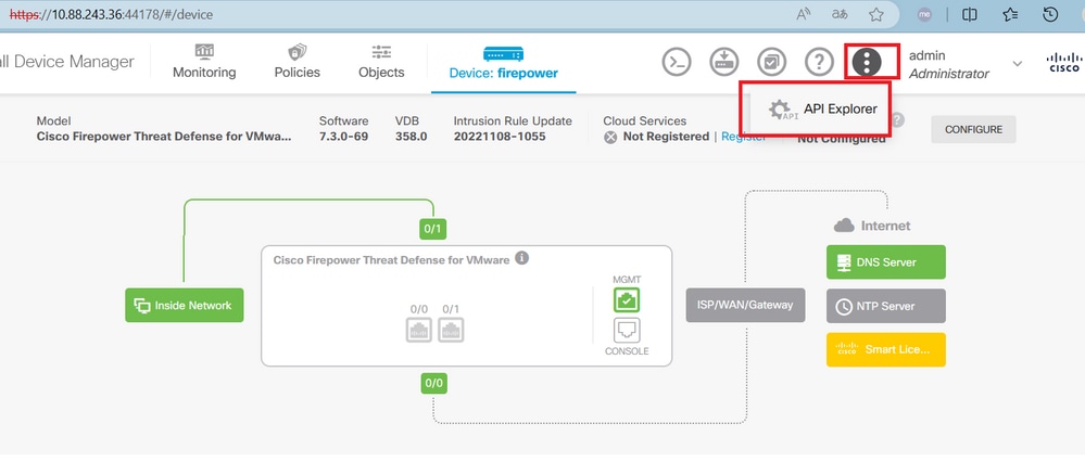 Acceder al Explorador de API de FDM