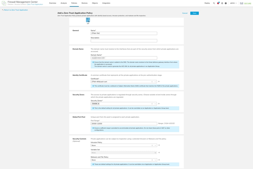 ZTNA Policy configuration