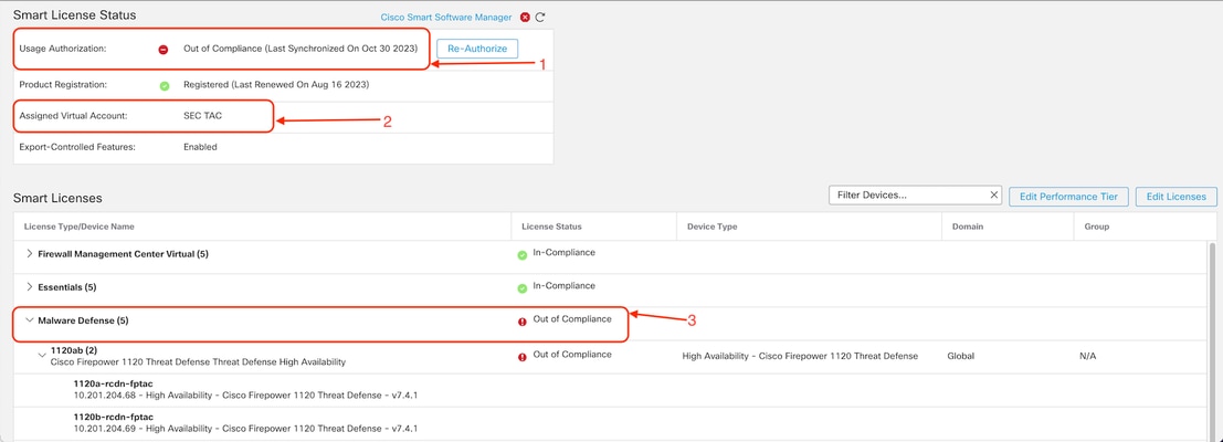 Out of Compliance Status on FMC