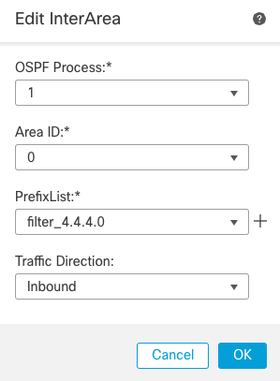 Configuración del filtrado entre áreas