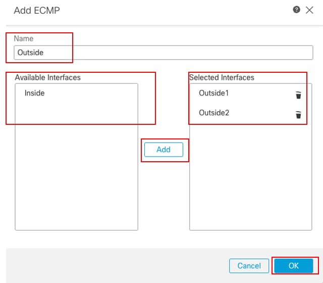 تكوين منطقة ECMP في الخارج