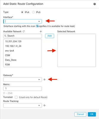 Configurar rota estática para FTD