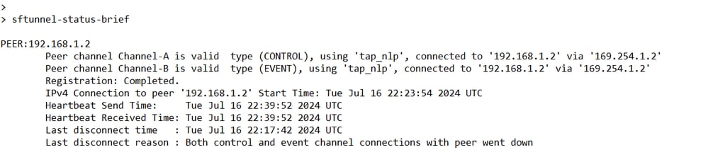 Command Output of sftunnel-status-brief