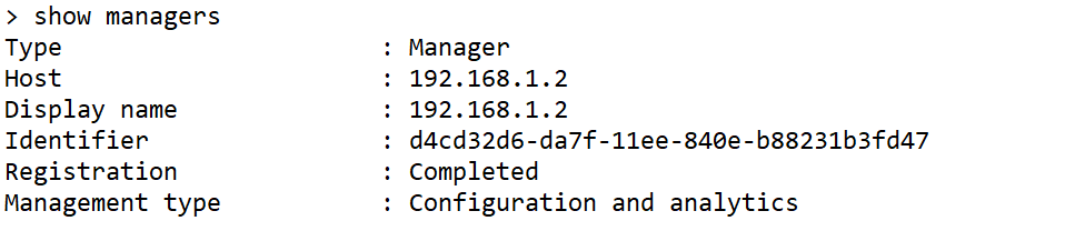 Saída do comando Show Managers no FTD