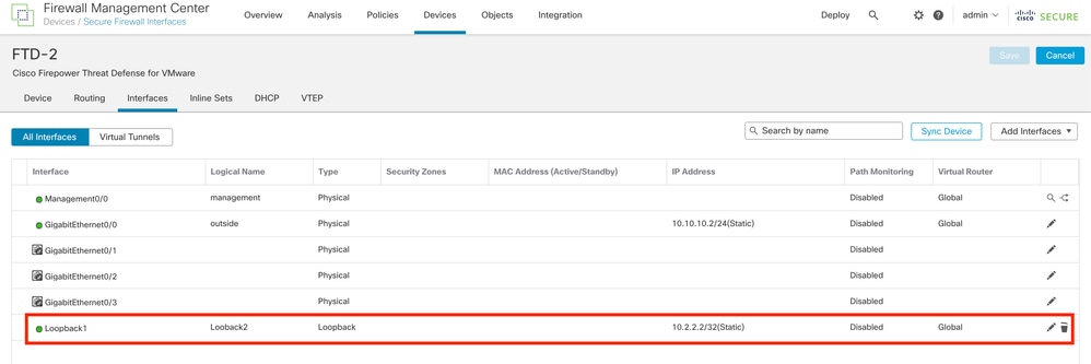 Imagem 6. Configuração de Interface de Loopback no par