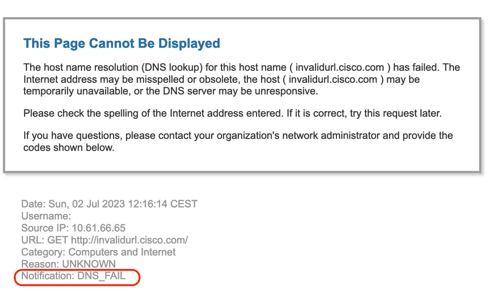 Imagen - Error DNS FAIL