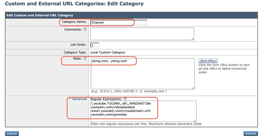 Kanaalaangepaste URL-categorie configureren