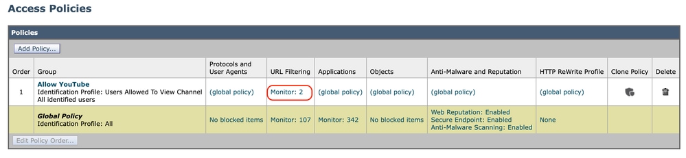 Configura criteri di accesso