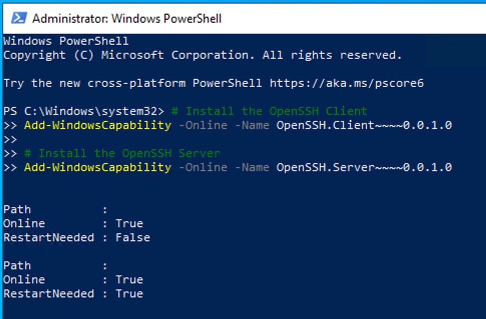 Image- تثبيت OpenSSH في PowerShell