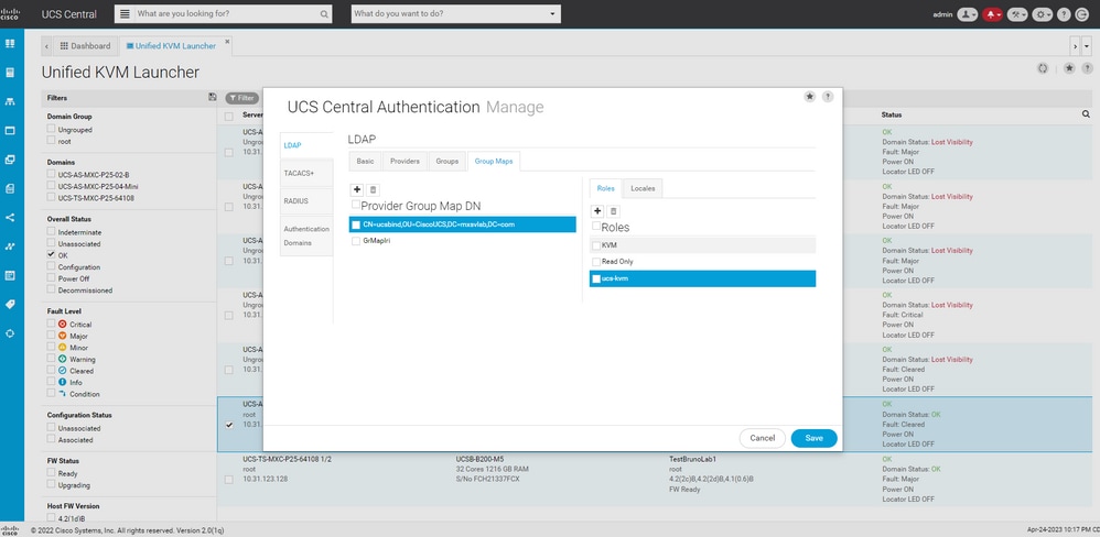 Role Assignment for LDAP Group in UCS Central