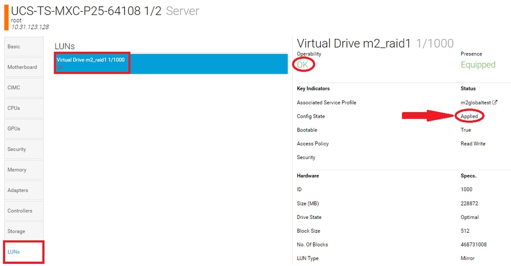 Verify Storage Profile Assigned