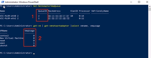 Verifique se o VMQ está ativo através do Powershell