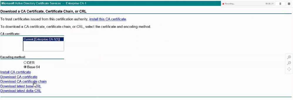 Baixar Cadeia de Certificados da Autoridade de Autoridade de Certificação