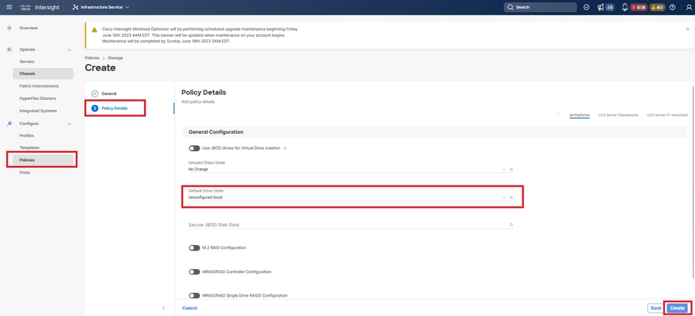 IMM configuring the default drive state