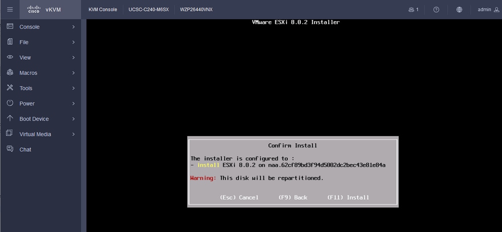 ESXi Confirm Install