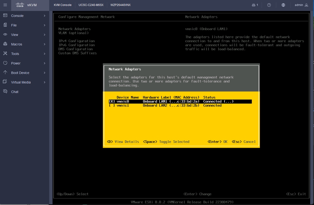 Network Adapter Selection