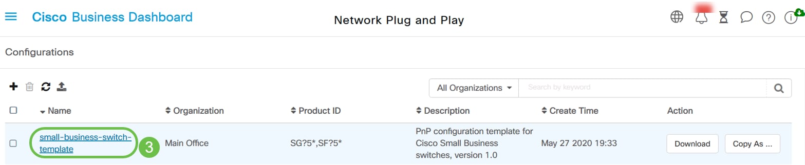 Open your starting configuration in the template editor by clicking on the configuration name hyperlink. 