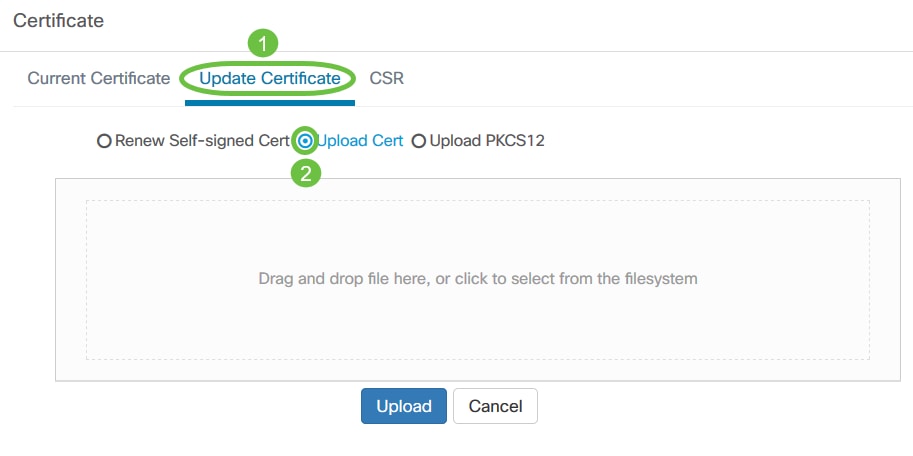 Upload cert