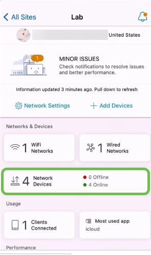 Once you log into your Cisco Business Mobile Application, select Network Devices. 