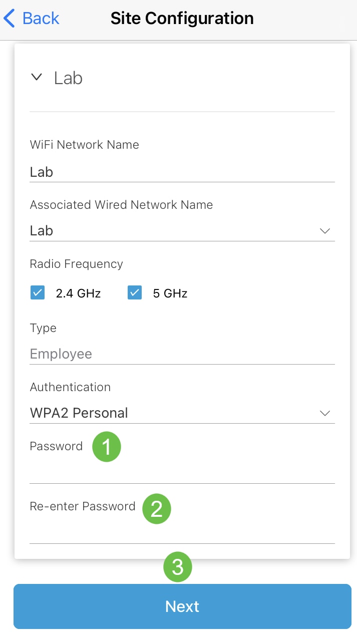 Enter a Password for your network and click Next. 