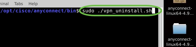 Geben Sie „sudo ./vpn_uninstall.sh“ ein.