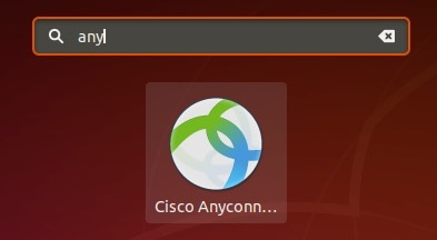 Drücken Sie die Tastenkombination Super+A, und geben Sie in der Suchleiste„AnyConnect“ ein.