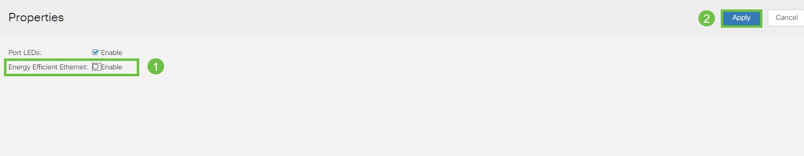 Disable 802.3 Energy Efficient Ethernet (EEE) by unchecking the enable box. Press Apply.