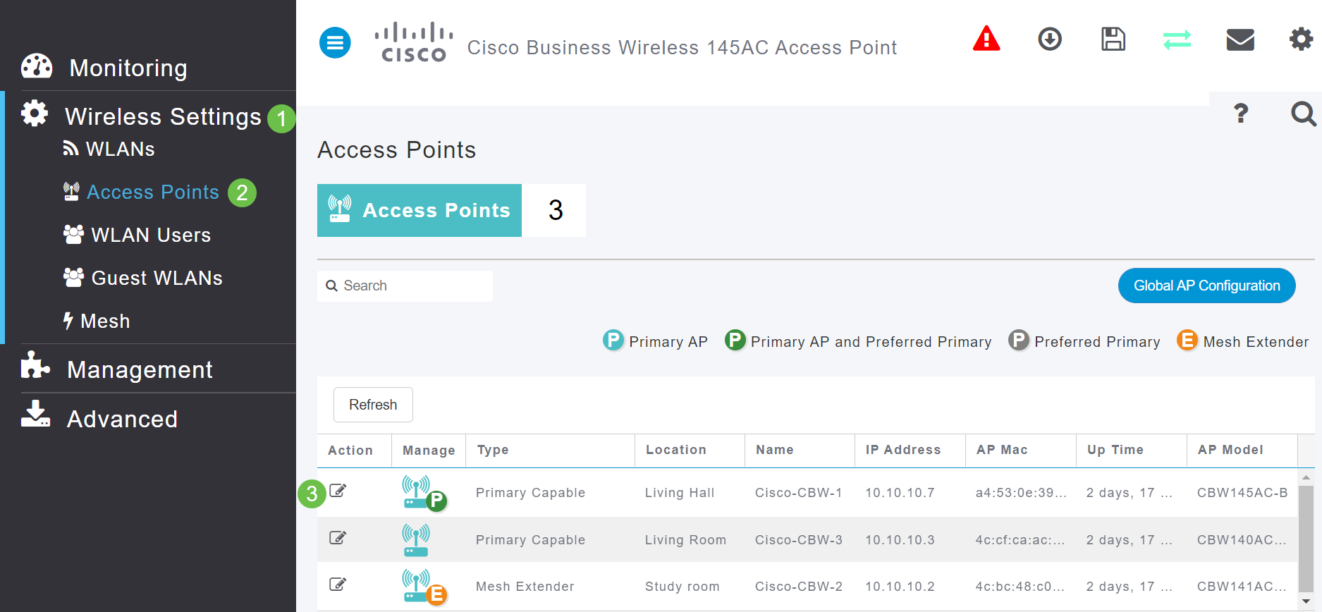 Navigate to Wireless Settings > Access Points. Click on the edit icon of an AP. 