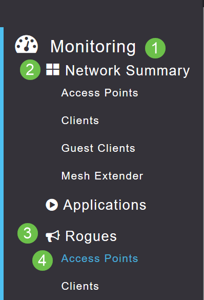 Navigate to Monitoring > Network Summary > Rogues > Access Points. 