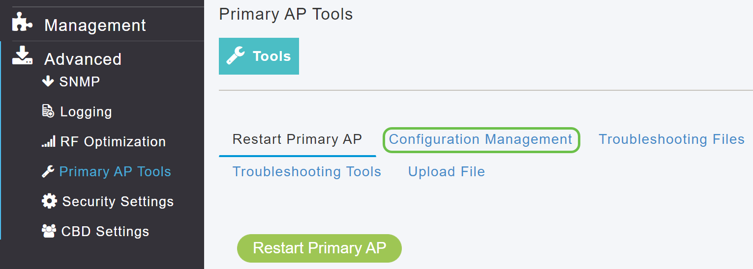 Navigate to Configuration Management tab.