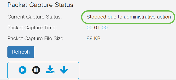 In Packet File Capture mode, the WAP device stores the captured packets in the Random Access Memory (RAM) file system. Upon activation, the packet capture proceeds until one of these events occurs: • The capture time reaches the configured duration. • The capture file reaches its maximum size. • The administrator stops the capture. 