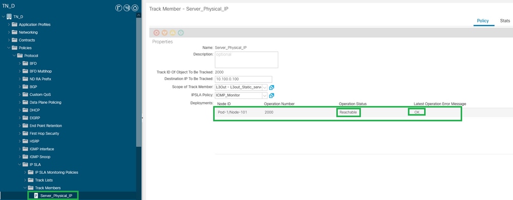 IP SLA Monitor Status after Link Brought Up