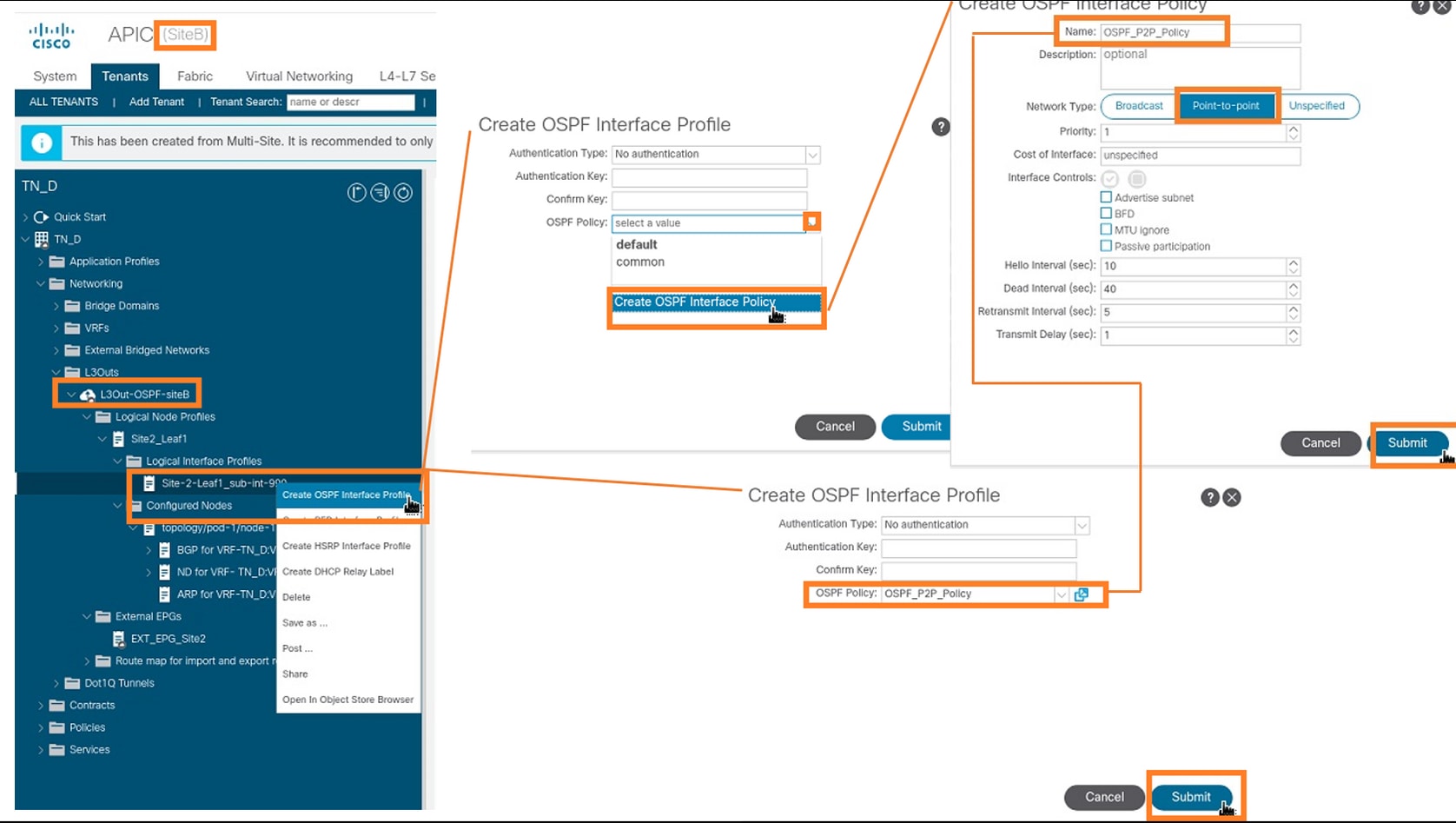 Configure Intersite L3out With ACI Multi-Site Fabrics - Create the OSPF Policy