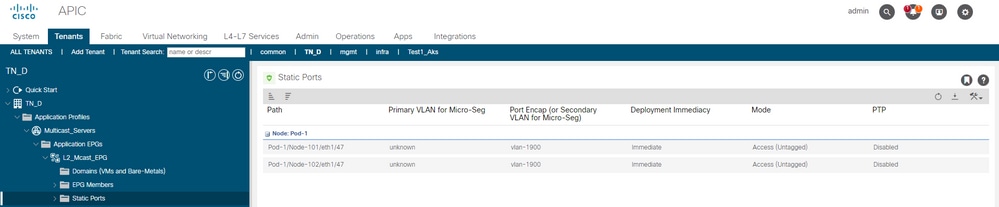 Cisco ACI - static port binding