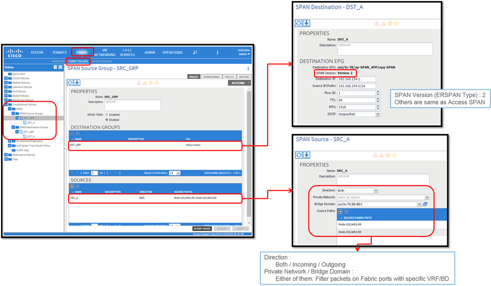 Fabric SPAN (ERSPAN): configuración