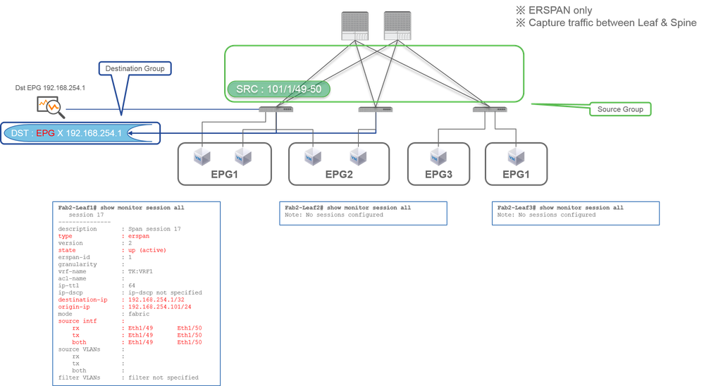 Fabric SPAN (ERSPAN): ejemplo 1