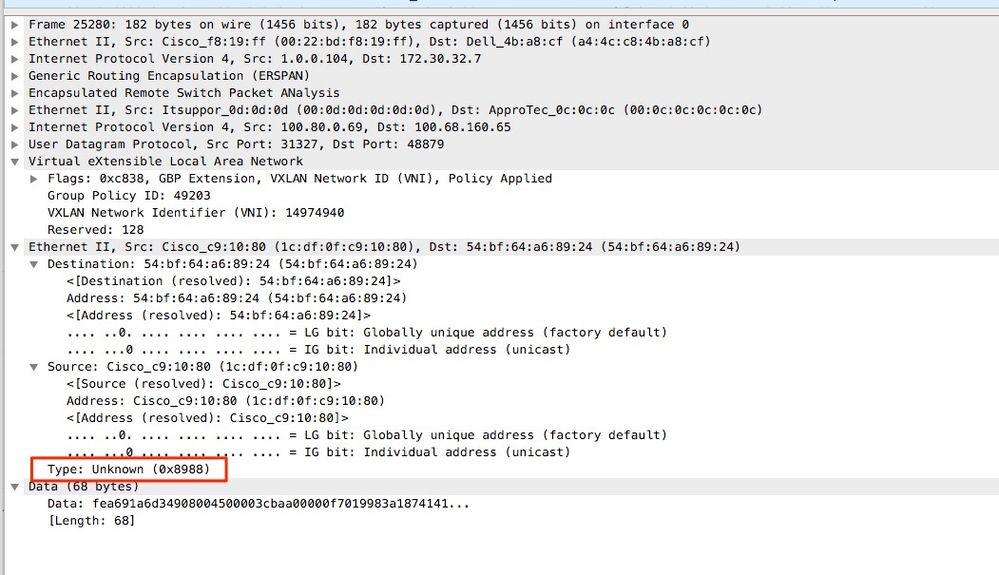 Descodificación de ERSPAN en una configuración habilitada para PTP